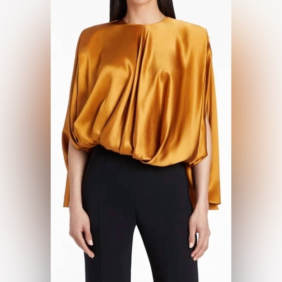 AMANDA UPRICHARD Odessa Silk Top In Antique Bronze | size XS - Picture 11 of 14